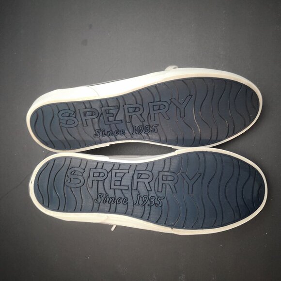 Sperry Top Sider Memory Foam Ladies Size 8 Grey with Navy Soles Deck Shoes - Picture 5 of 7